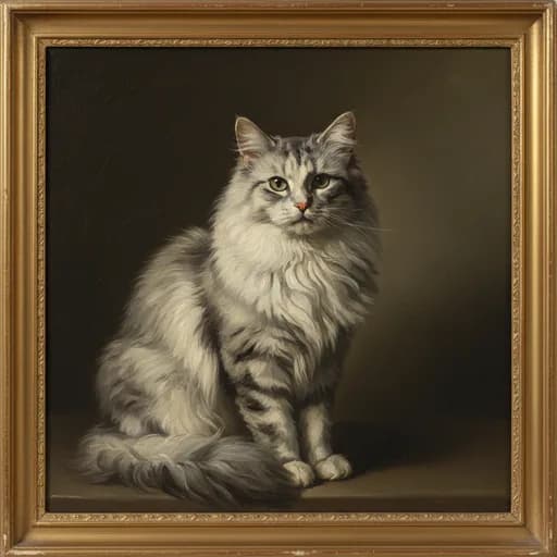 Classic Oil AI portrait style example for a cat mom gift