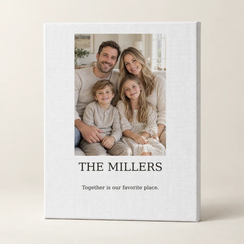 Canvas with a warm family photograph, THE MILLERS and Together is our favorite place